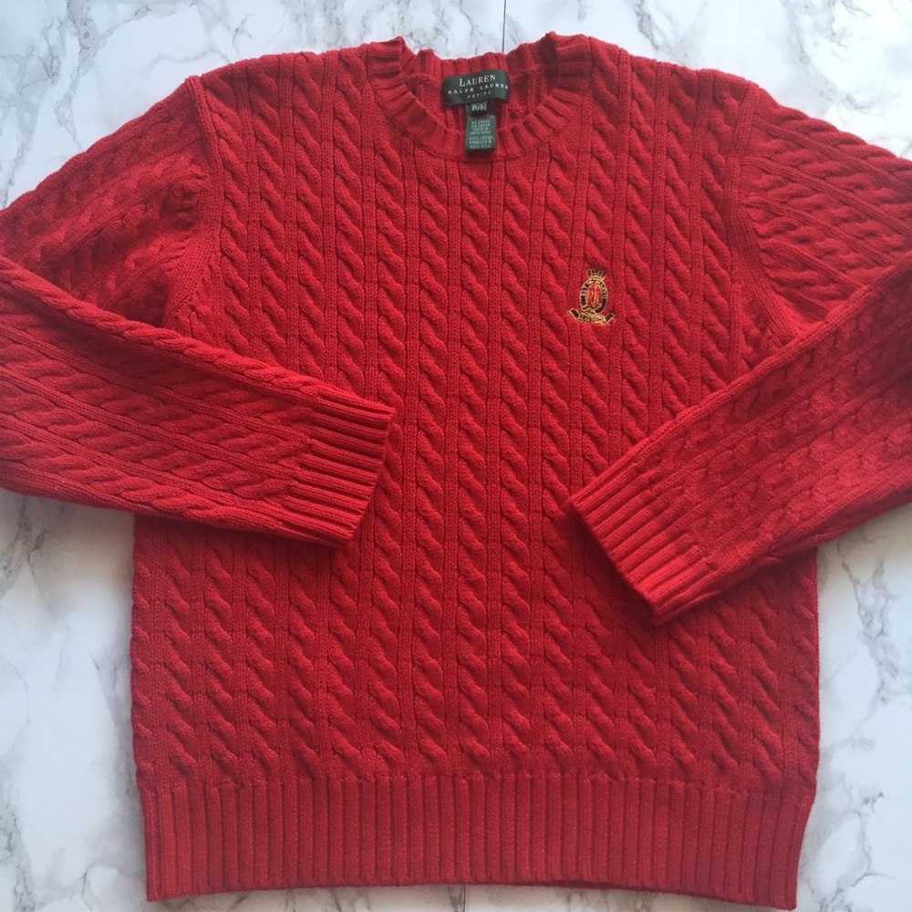 Women’s M Petite Ralph Lauren Red Sweater